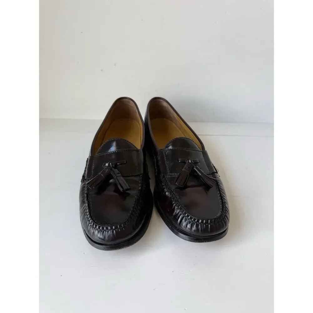 Cole Haan 03507 Burgundy Leather Pinch Tassel Dress Loafers Shoes Mens 10.5 D